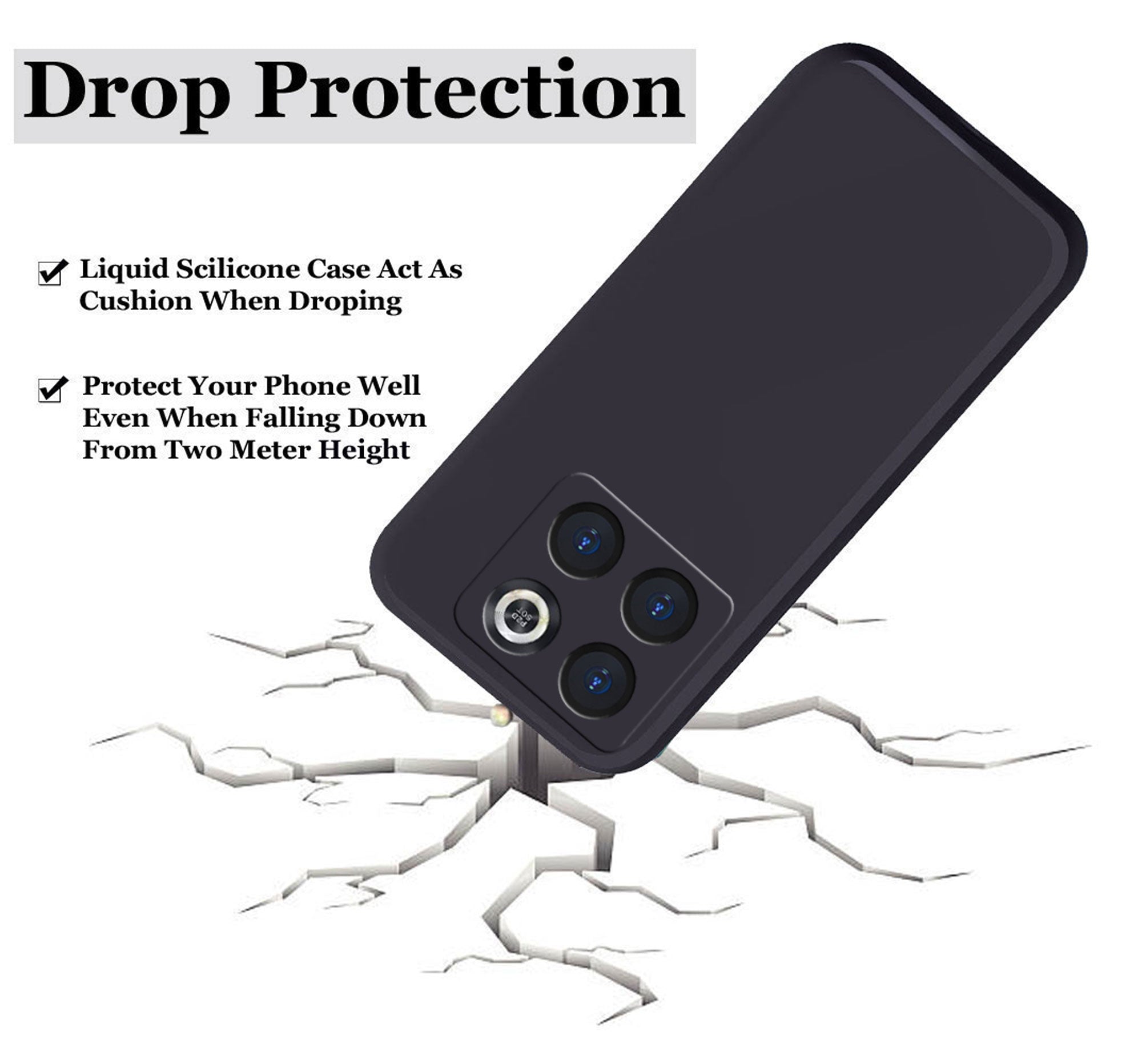Oneplus 10T 5G  Liquid Silicone Back Cover Case With TPU & Matte Finish - Black