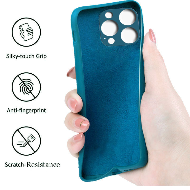 Iphone 13 Pro max Liquid Silicone Back Cover Case With TPU & Matte Finish - Blue