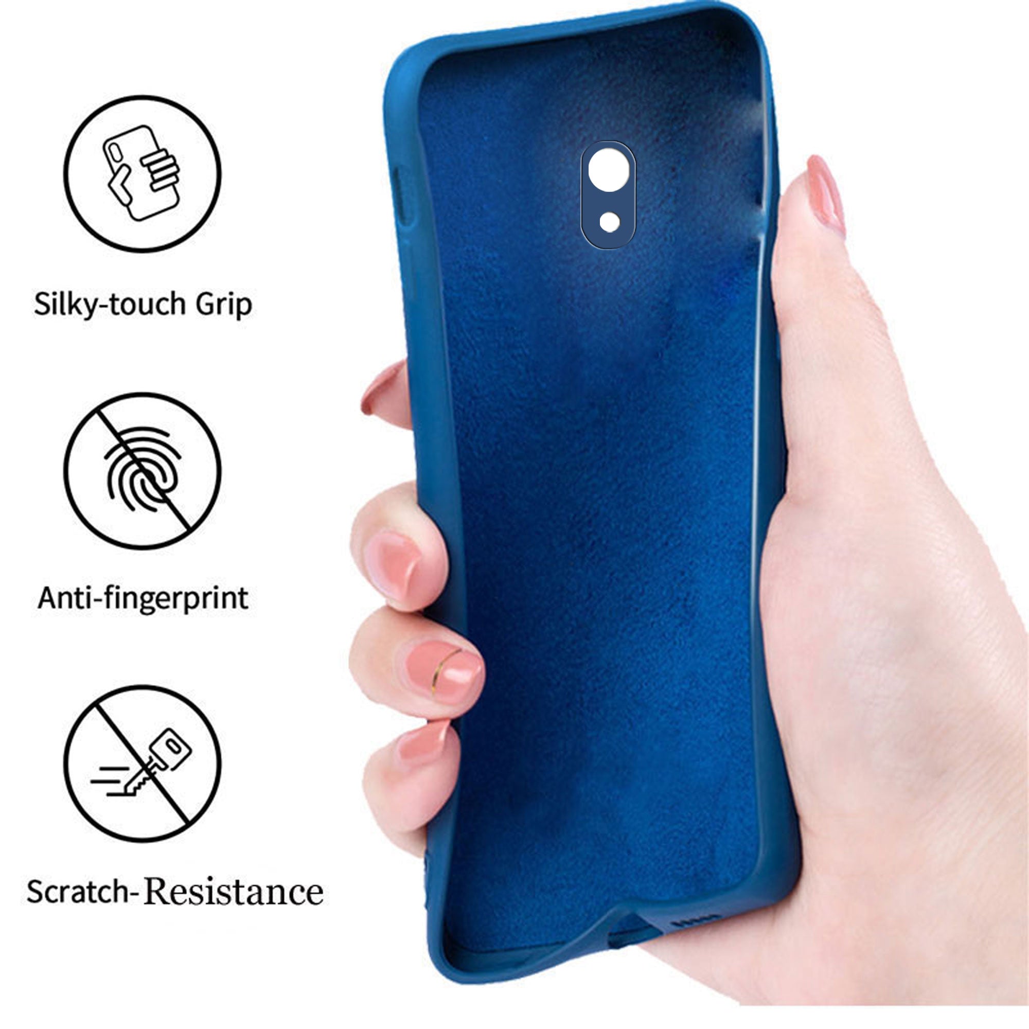 Redmi 8a Liquid Silicone Back Cover Case With TPU & Matte Finish - Blue
