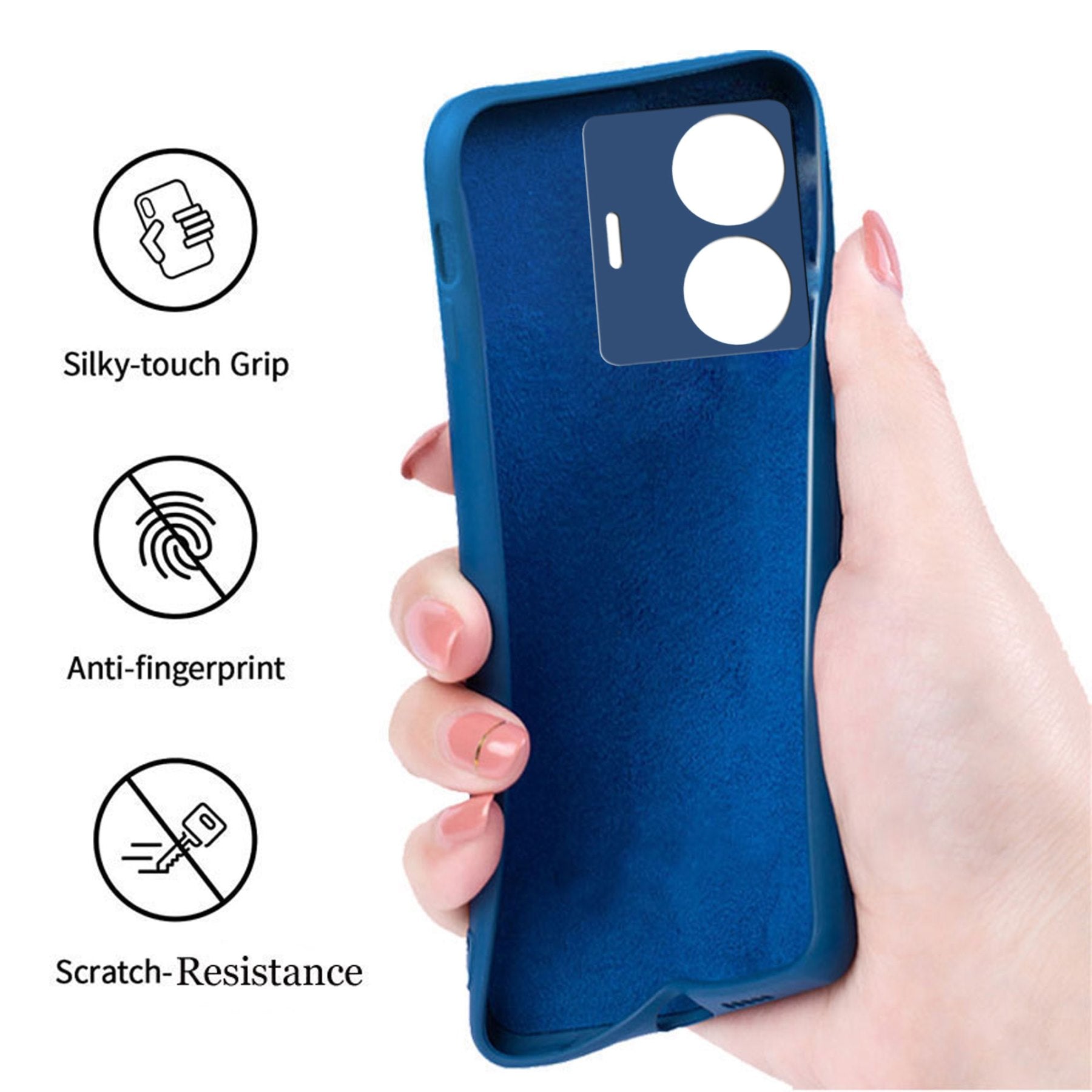 iQOO Z6 Pro 5G / Vivo T1 Pro 5G Liquid Silicone Back Cover Case With TPU & Matte Finish - Blue