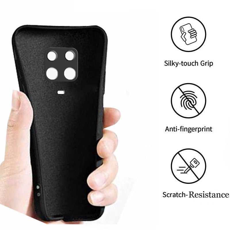 Liquid TPU Silicone Matte Back Cover Case For Redmi Note 9 Pro / Pro Max - Black