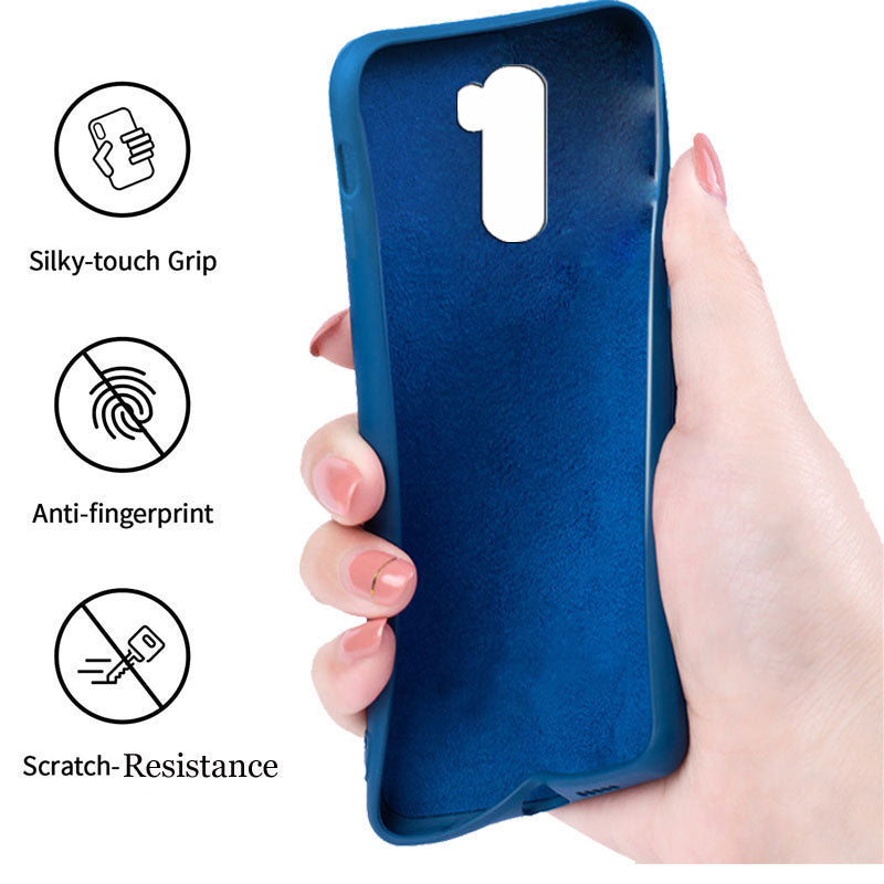 Poco F1 Liquid Silicone Back Cover Case With TPU & Matte Finish - Blue