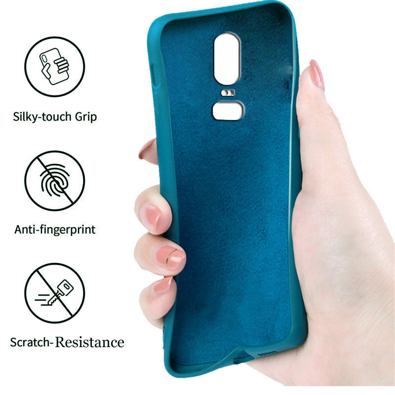 OnePlus 6 Liquid Silicone Back Cover Case With TPU & Matte Finish - Blue