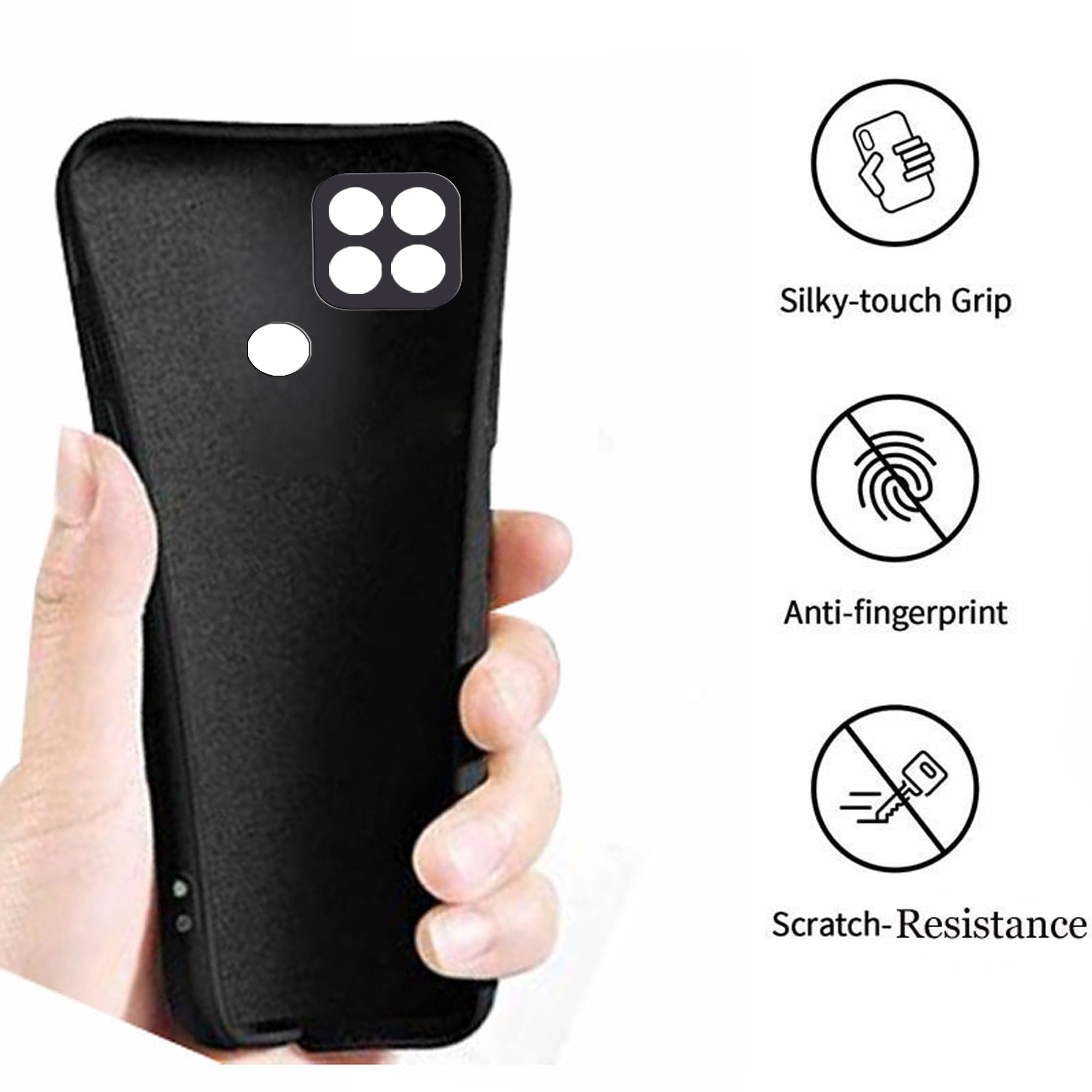 Oppo A15 / Oppo A15s Liquid Silicone Back Cover Case With TPU & Matte Finish - Black