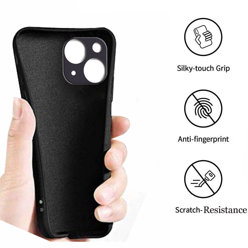 iPhone 14 Liquid Silicone Back Cover Case With TPU & Matte Finish - Black