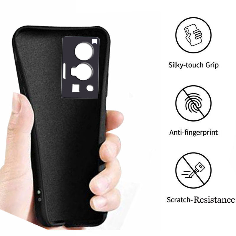 Vivo X70 Pro Liquid Silicone Back Cover Case With TPU & Matte Finish - Black