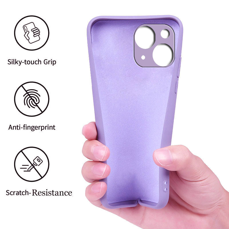 iPhone 14 Liquid Silicone Back Cover Case With TPU & Matte Finish - Purple