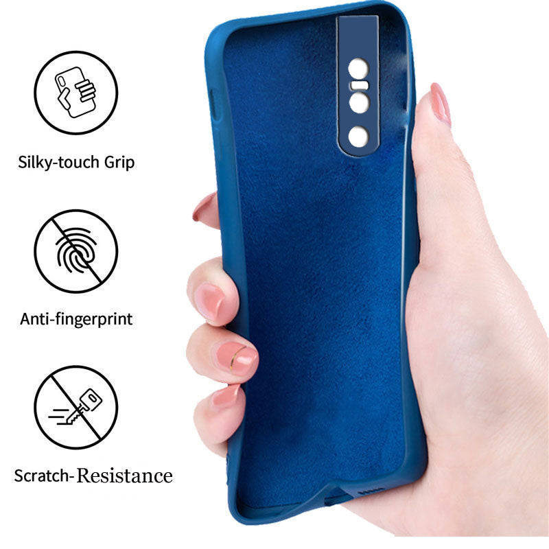 Vivo V15 Pro Liquid Silicone Back Cover Case With TPU & Matte Finish - Blue