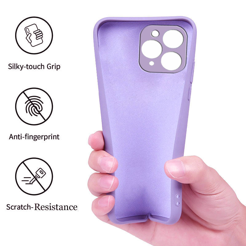 iPhone 11 Pro Liquid Silicone Back Cover Case With TPU & Matte Finish - Purple