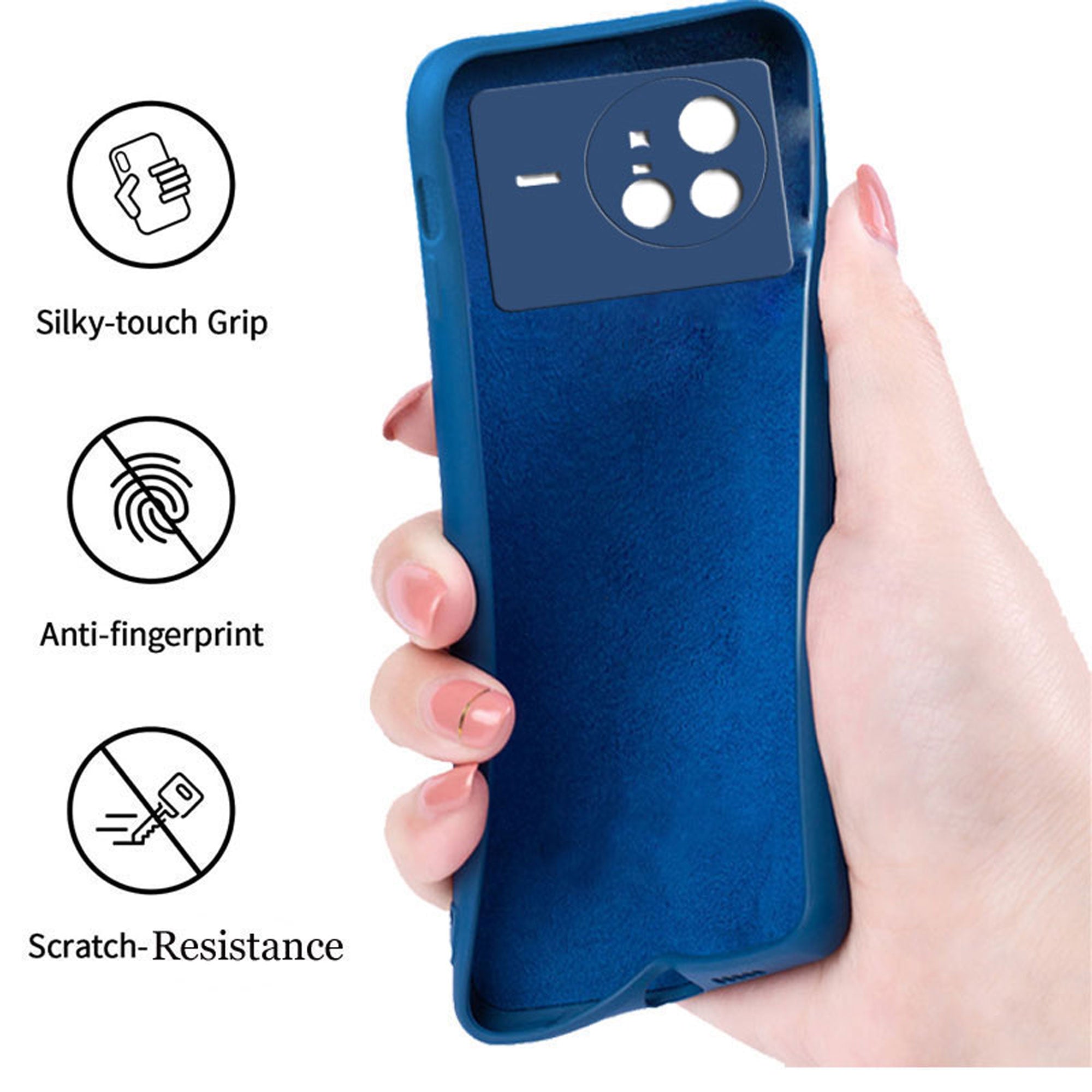 Vivo X80 Pro 5G Liquid Silicone Back Cover Case With TPU & Matte Finish - Blue