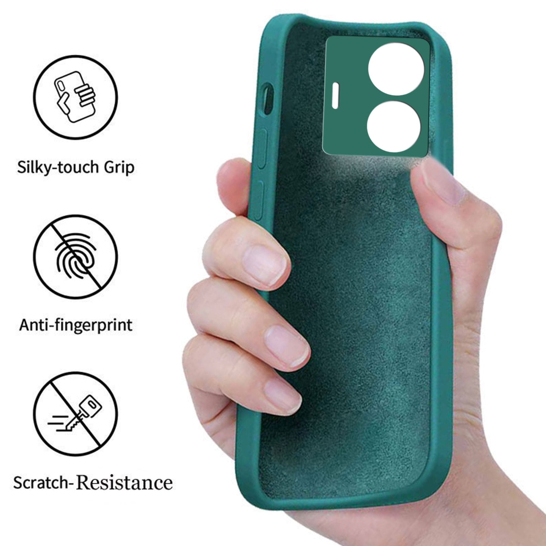 iQOO Z6 Pro 5G / Vivo T1 Pro 5G Liquid Silicone Back Cover Case With TPU & Matte Finish - Green
