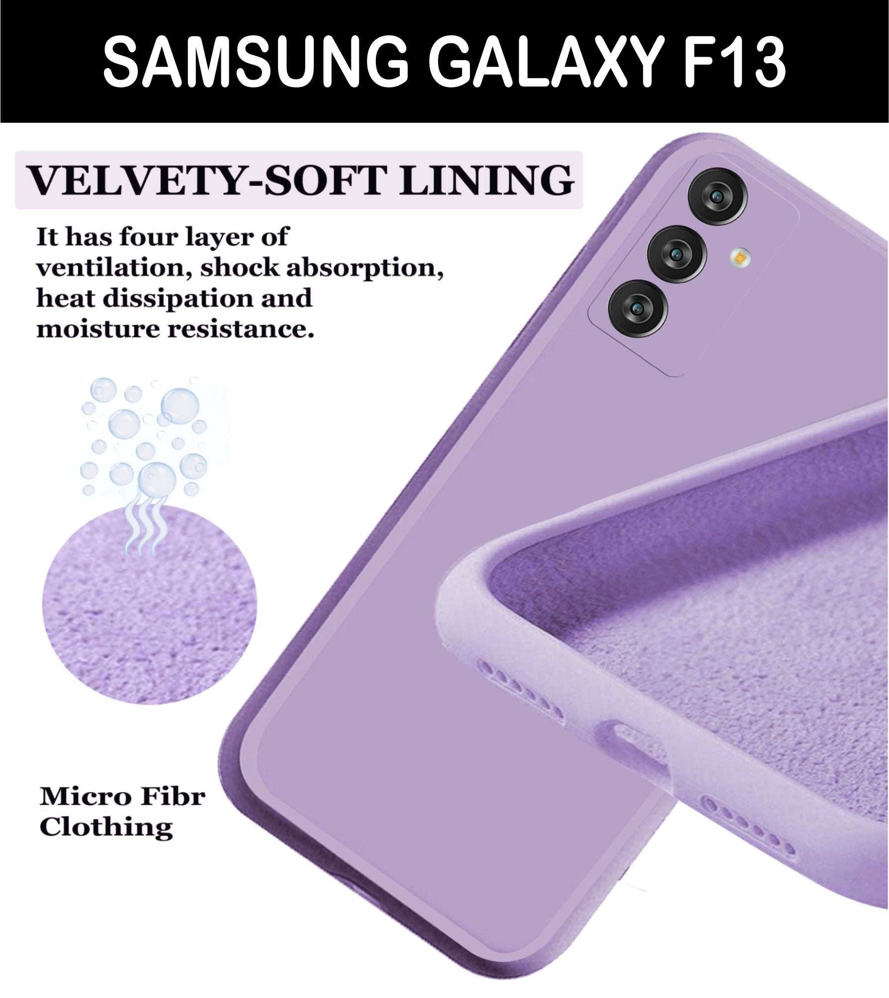 Samsung Galaxy M13 4G Liquid Silicone Back Cover Case With TPU & Matte Finish - Purple