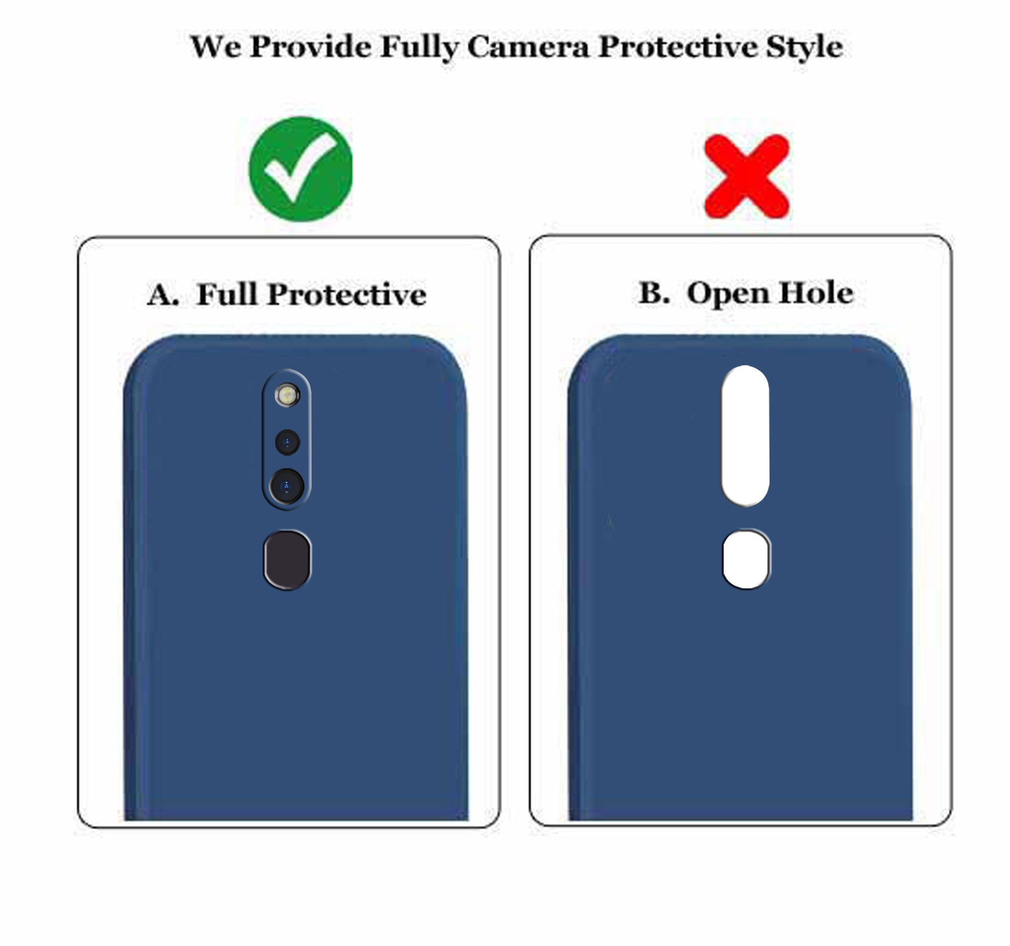 Oppo F11 Pro Liquid Silicone Back Cover Case With TPU & Matte Finish - Blue