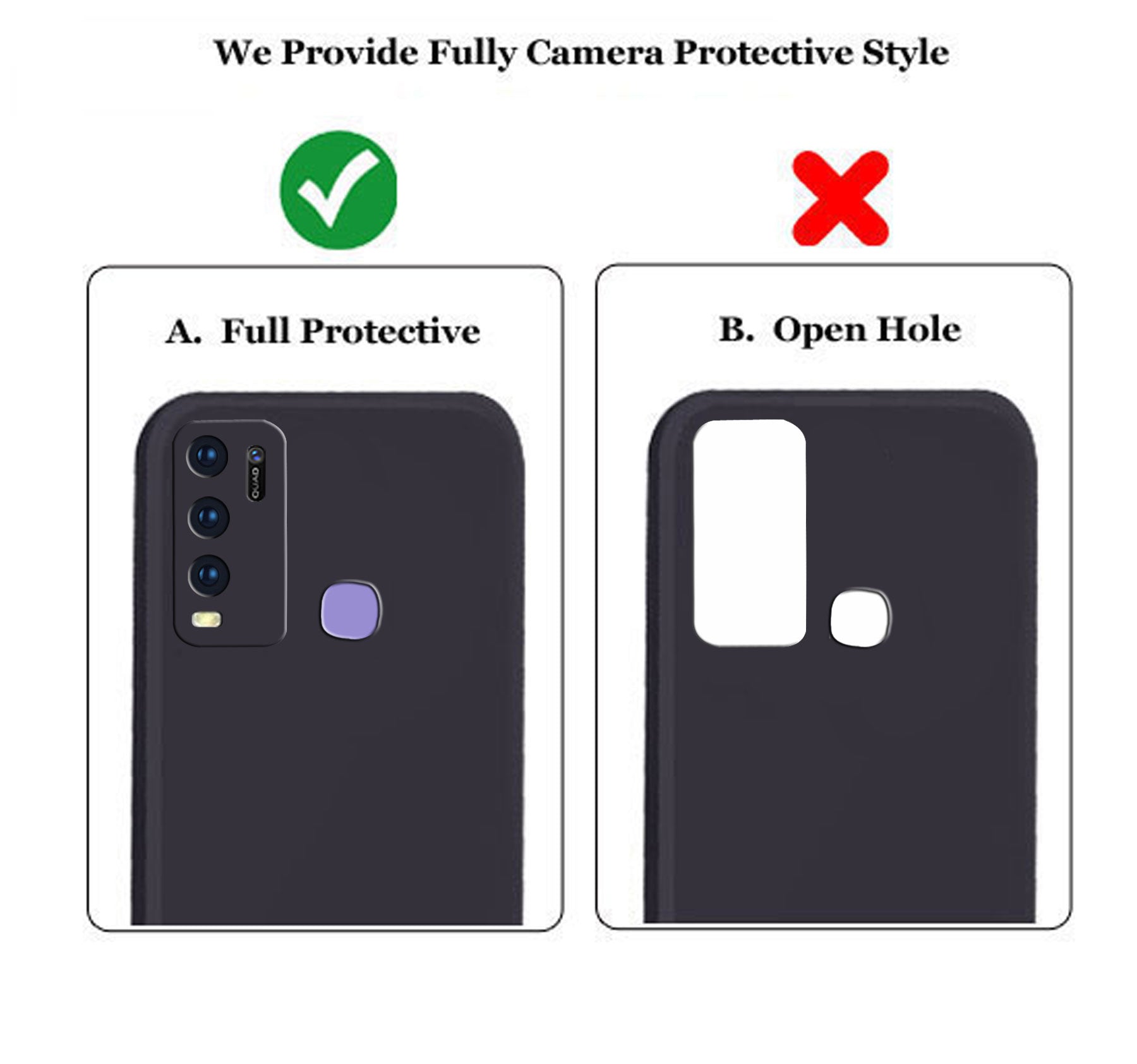 Vivo Y50 / Vivo Y30  Liquid Silicone Back Cover Case With TPU & Matte Finish - Black