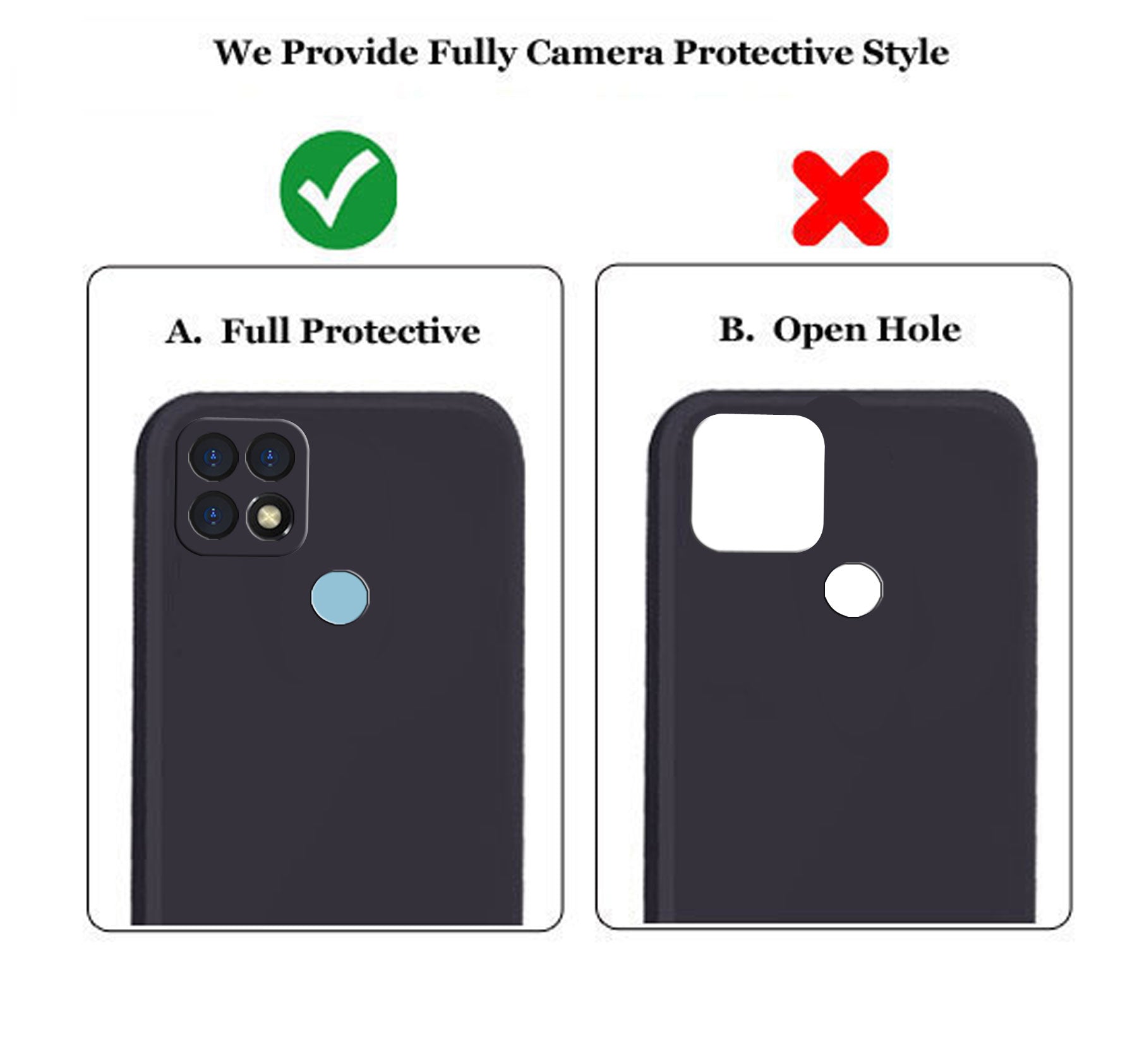 Oppo A15 / Oppo A15s Liquid Silicone Back Cover Case With TPU & Matte Finish - Black