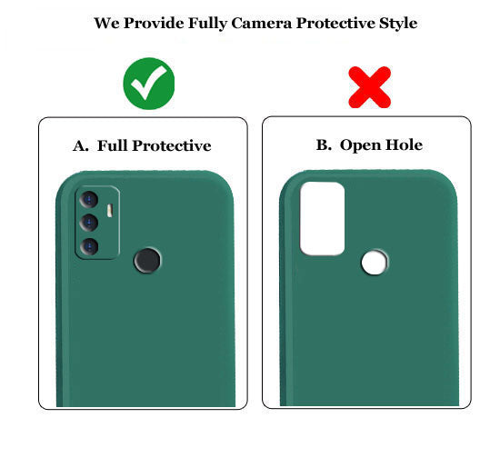 Oppo A53 Liquid Silicone Back Cover Case With TPU & Matte Finish - Dark Green