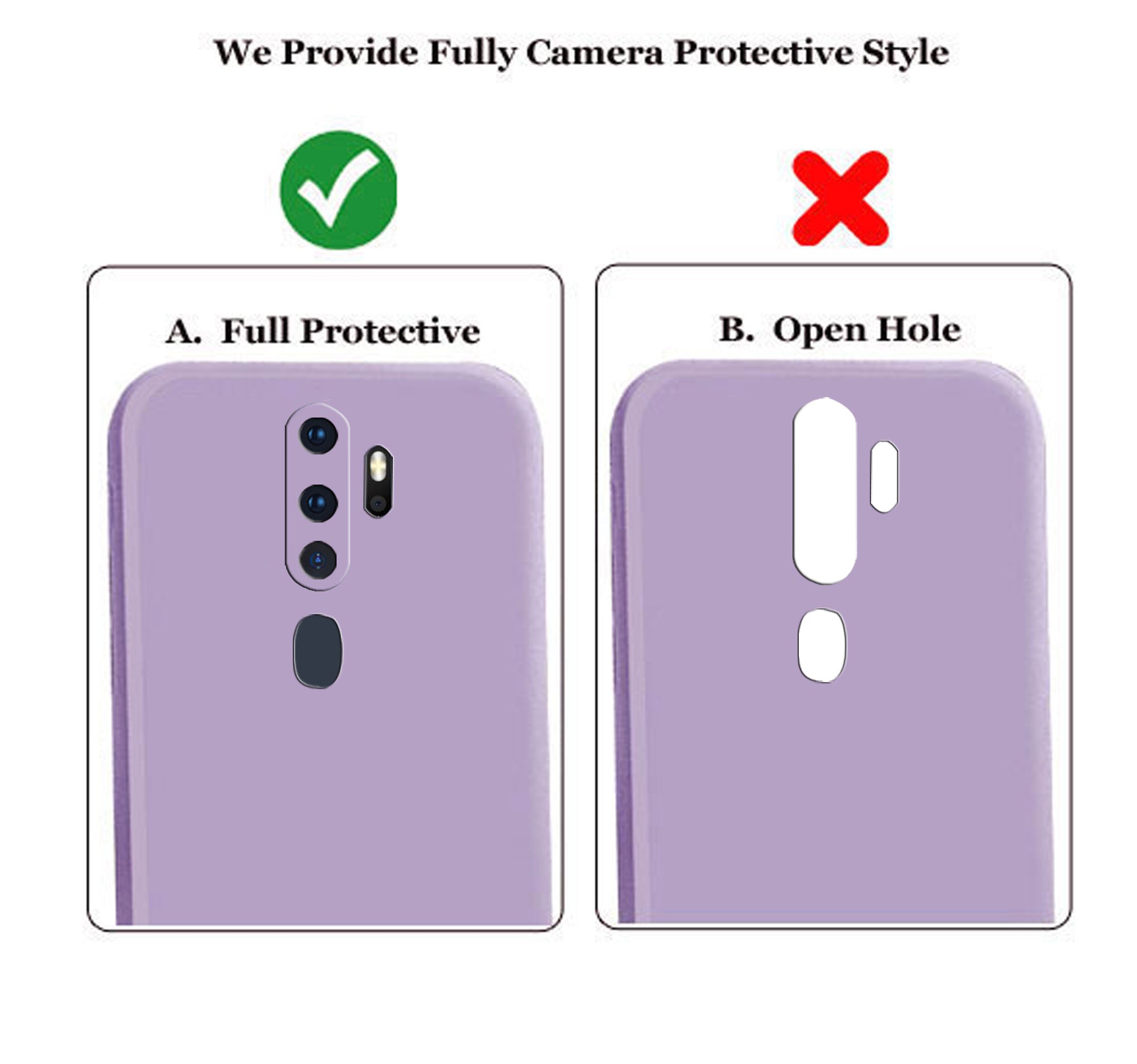 Oppo A5 2020 / A9 2020 Liquid Silicone Back Cover Case With TPU & Matte Finish - Purple