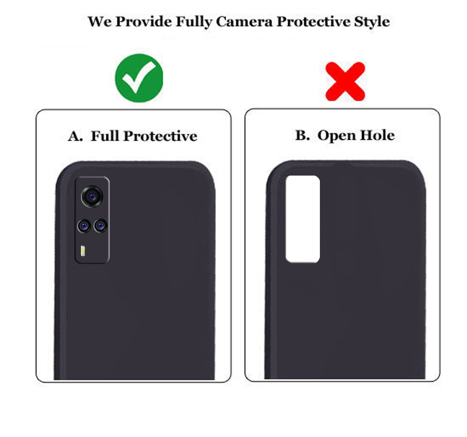 Vivo Y51 2020 / Vivo Y51A  Liquid Silicone Back Cover Case With TPU & Matte Finish - Black