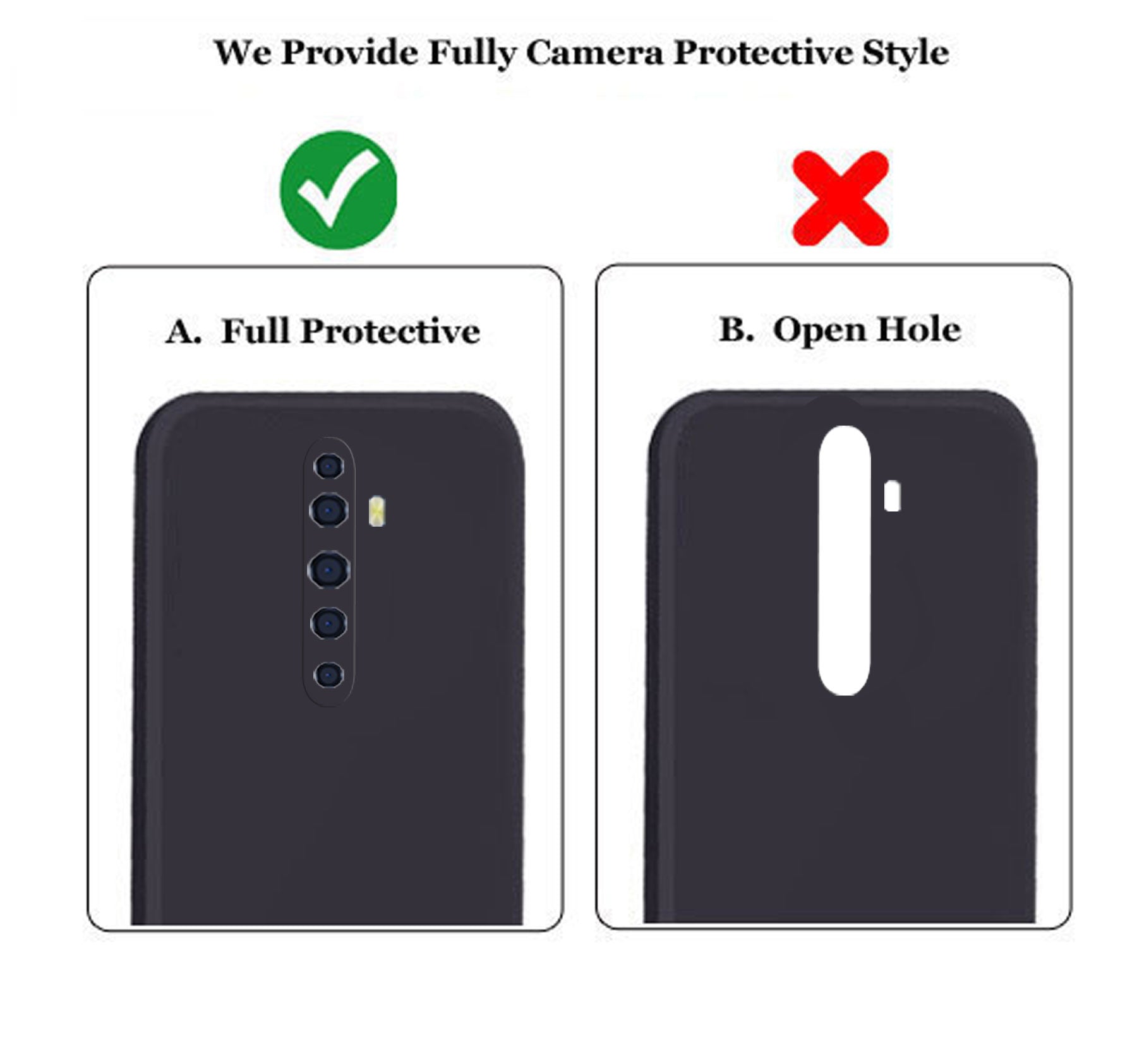 Oppo Reno 2Z / Oppo Reno 2F  Liquid Silicone Back Cover Case With TPU & Matte Finish - Black
