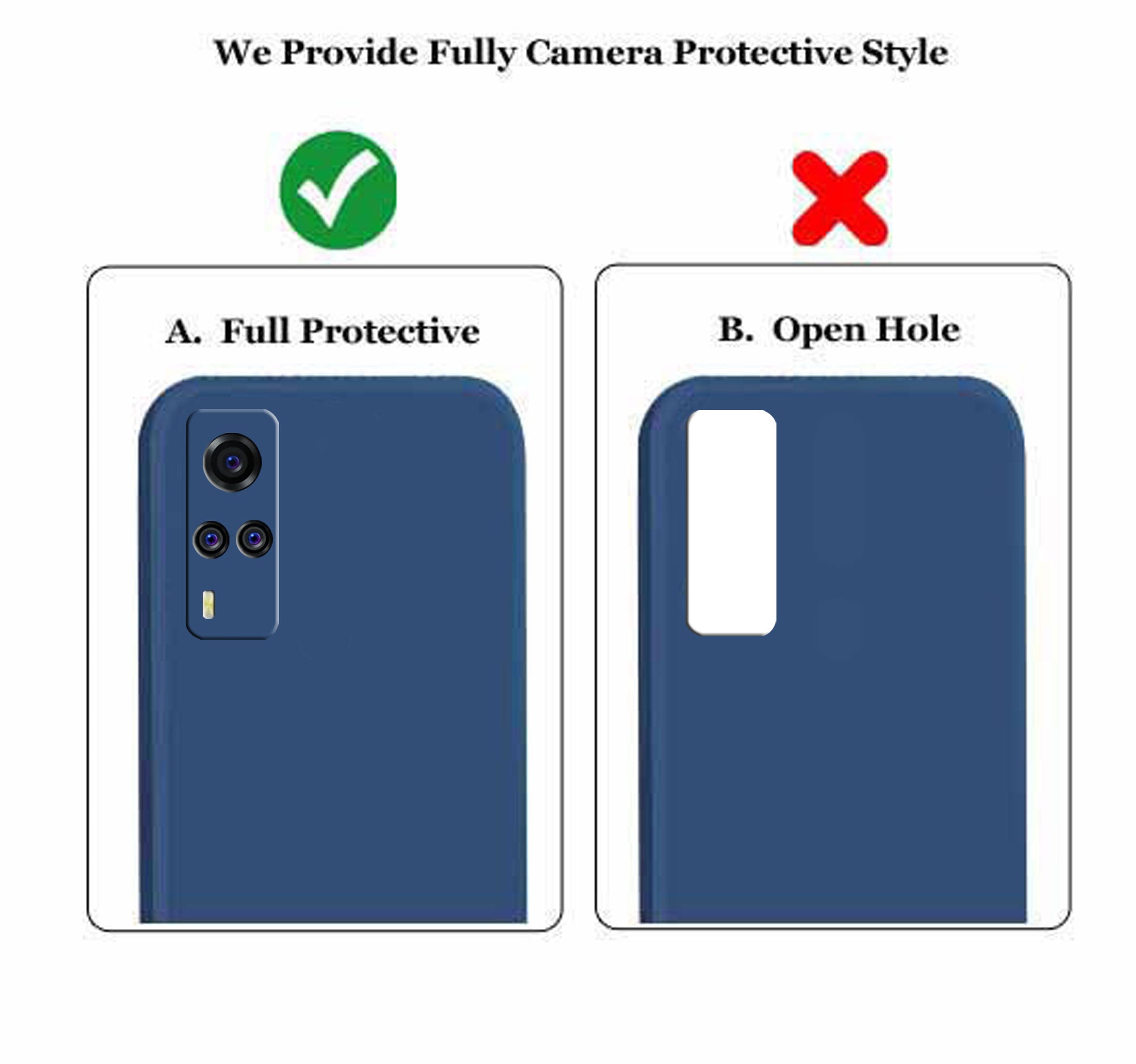 Vivo Y51 2020 / Vivo Y51A  Liquid Silicone Back Cover Case With TPU & Matte Finish - Blue