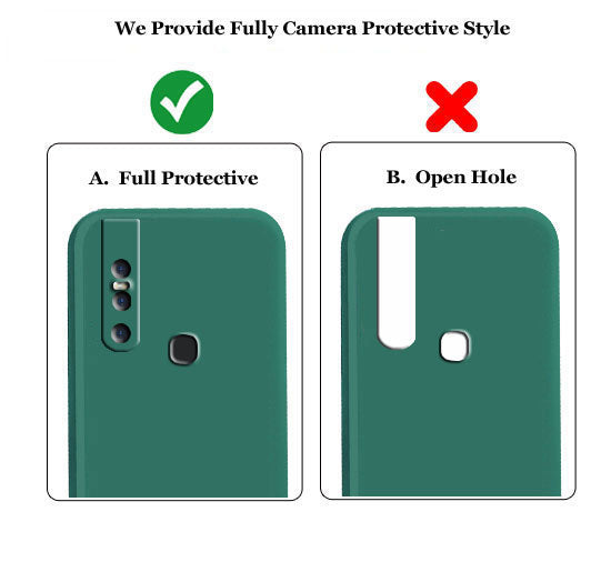 Vivo V15 Liquid Silicone Back Cover Case With TPU & Matte Finish - Green