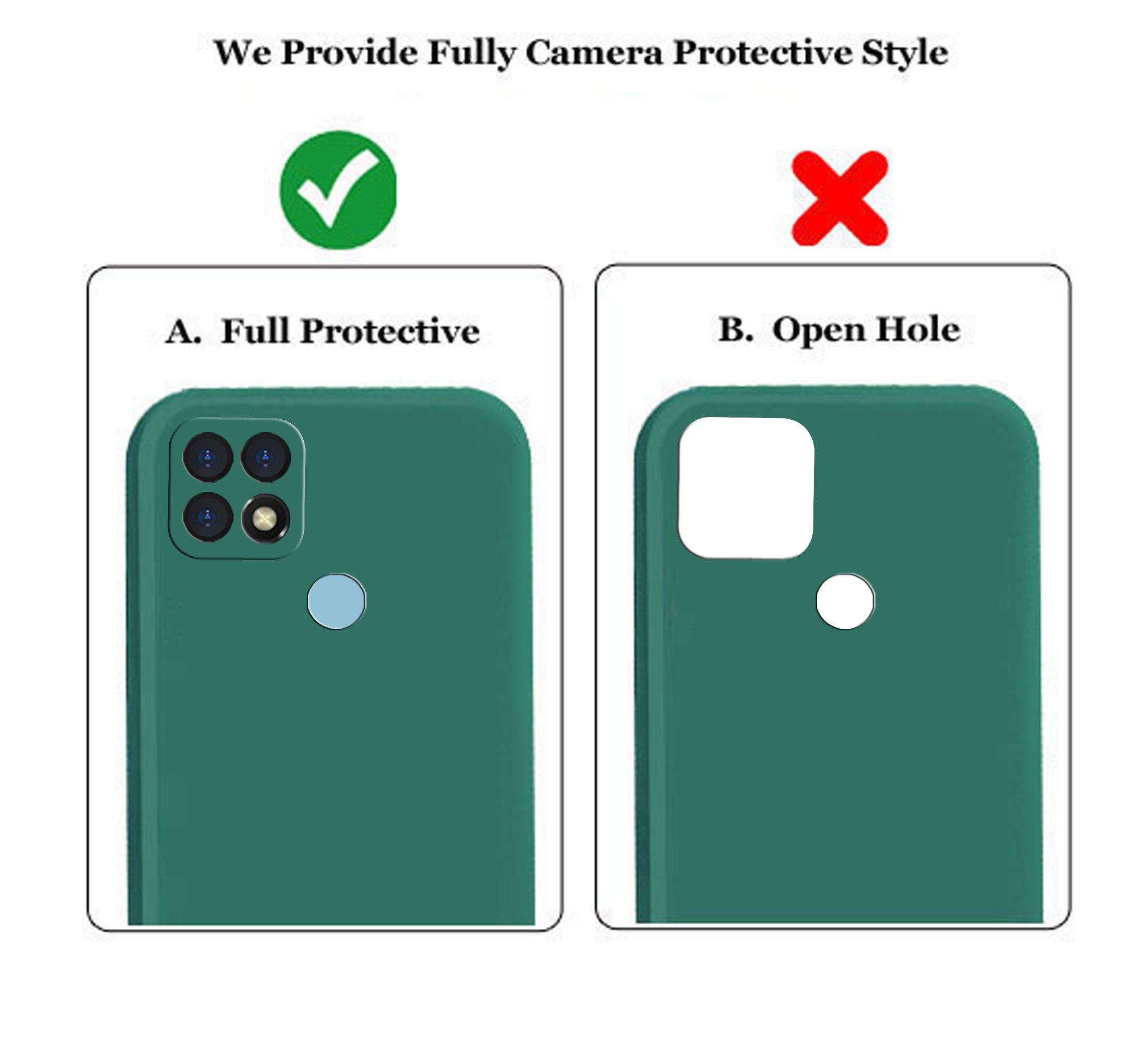 Oppo A15 / Oppo A15s Liquid Silicone Back Cover Case With TPU & Matte Finish -Green