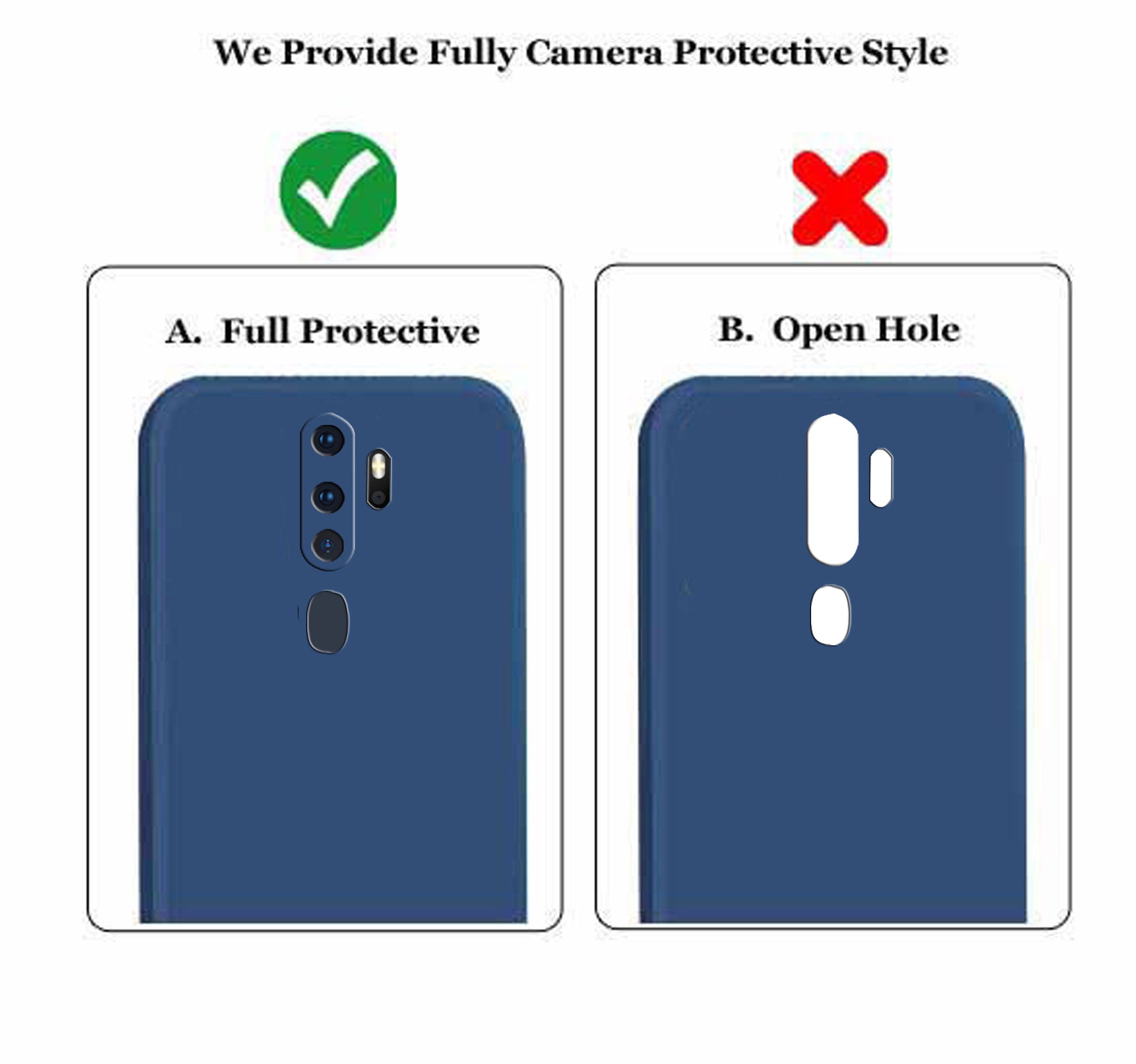 Oppo A5 2020 / A9 2020 Liquid Silicone Back Cover Case With TPU & Matte Finish - Blue