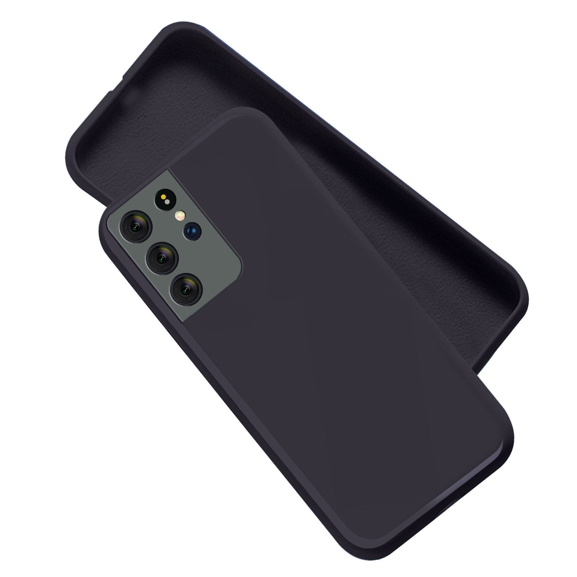 Liquid TPU Silicone Matte Back Cover Case For Samsung S21 Ultra - Black