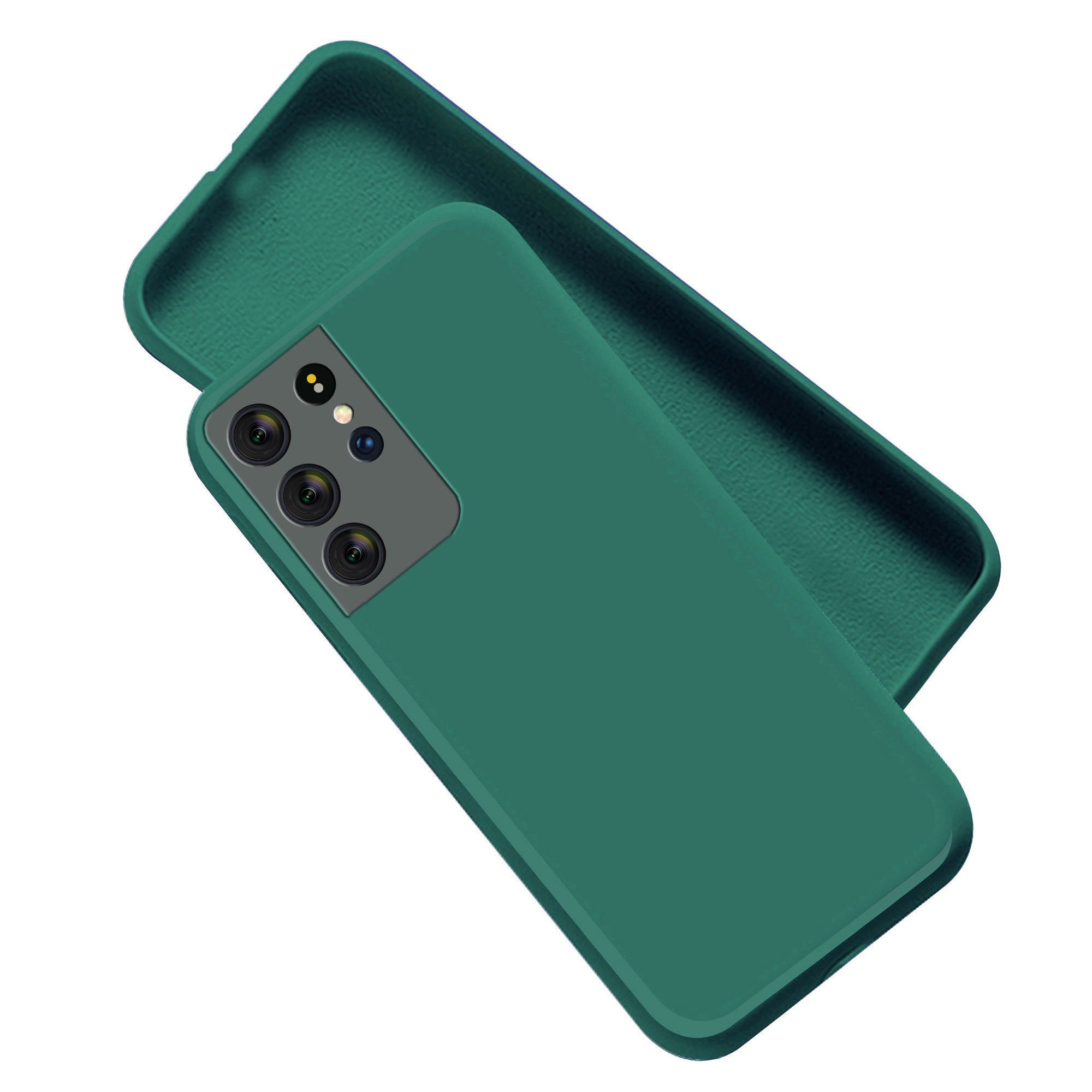 Samsung S21 Ultra Liquid Silicone Back Cover Case With TPU & Matte Finish - Dark Green
