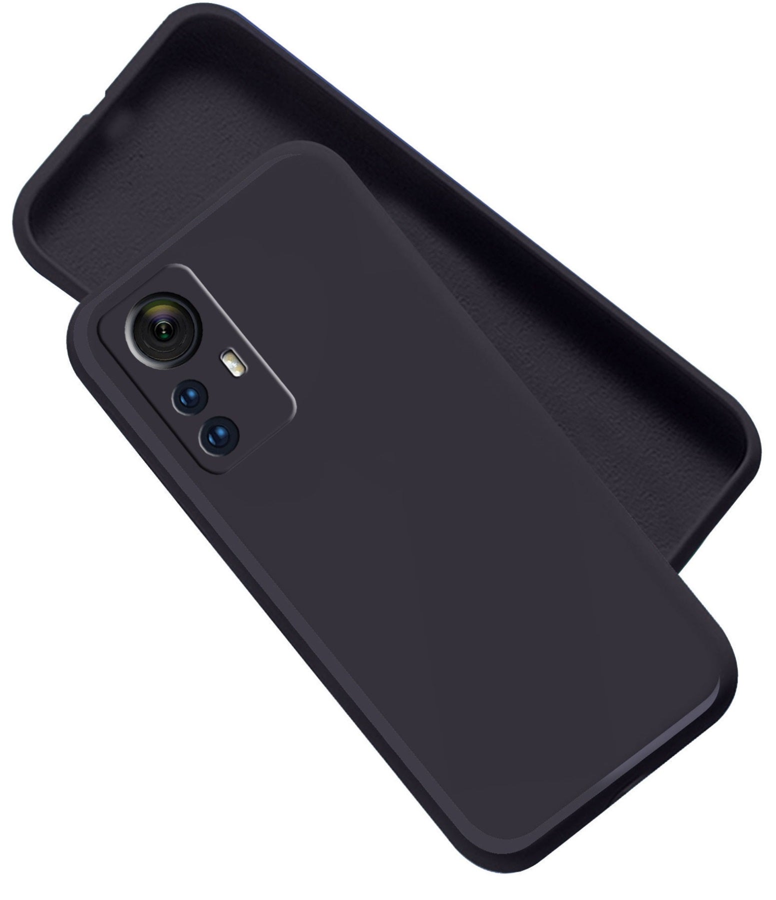 Mi Xiaomi 12 Pro 5G Liquid Silicone Back Cover Case With TPU & Matte Finish - Black