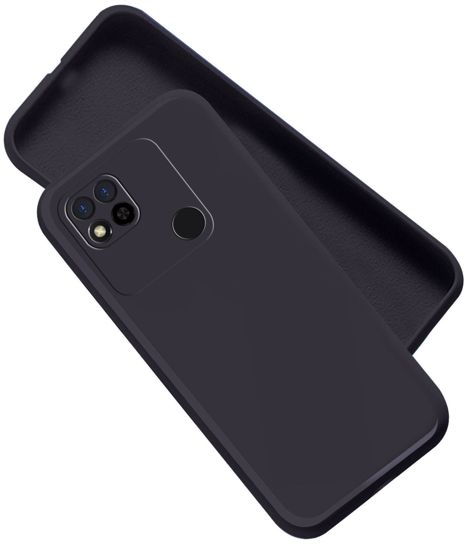Mi Redmi 10A  Liquid Silicone Back Cover Case With TPU & Matte Finish - Black