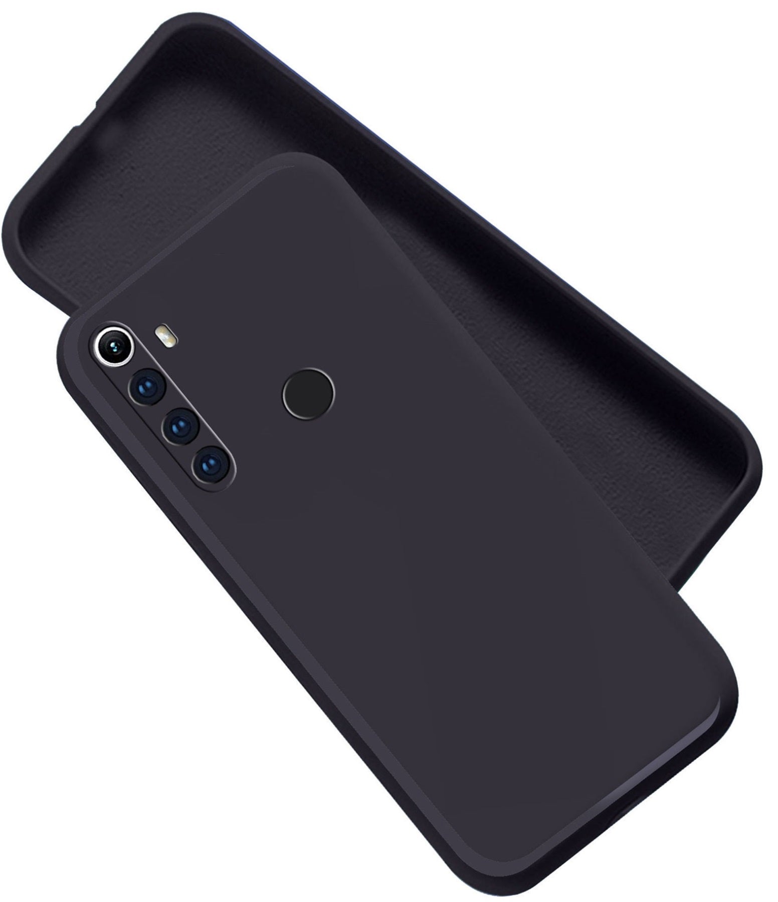 Realme 5 / 5i / 5s / Narzo 10 Liquid Silicone Back Cover Case With TPU & Matte Finish - Black