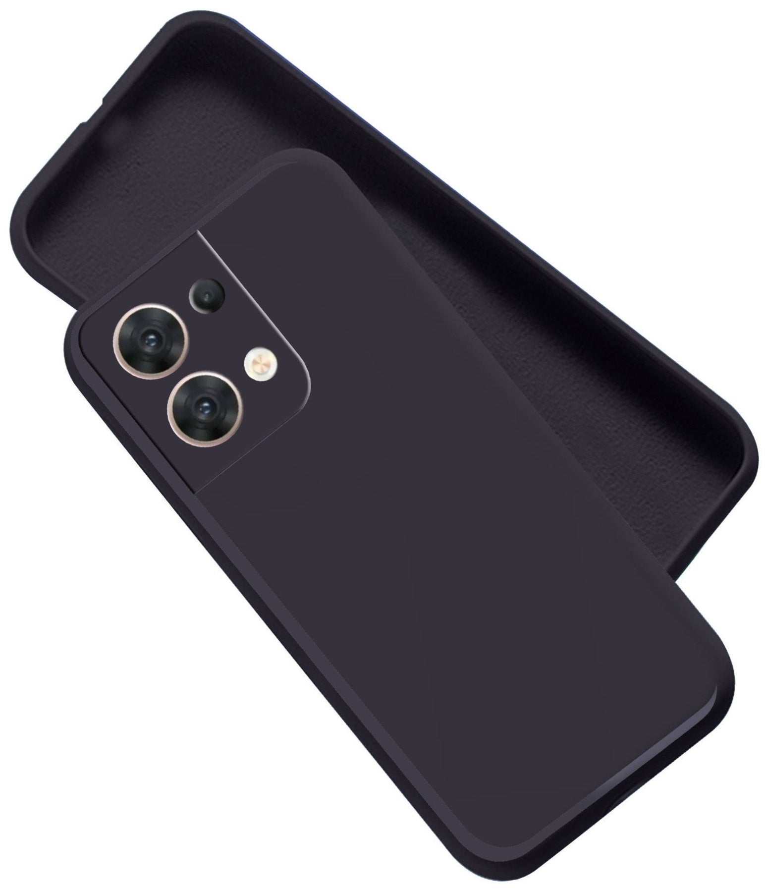 Oppo Reno 8 5G Liquid Silicone Back Cover Case With TPU & Matte Finish - Black