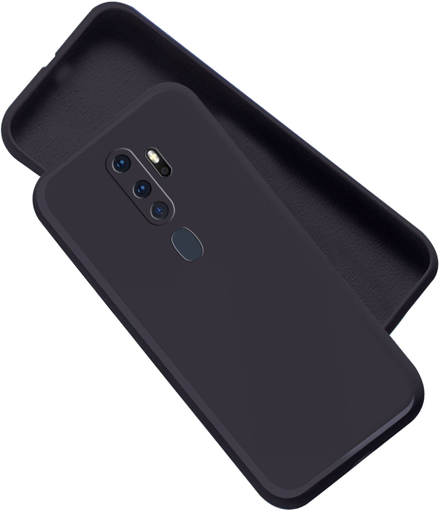 Oppo A5 2020 / A9 2020 Liquid Silicone Back Cover Case With TPU & Matte Finish - Black