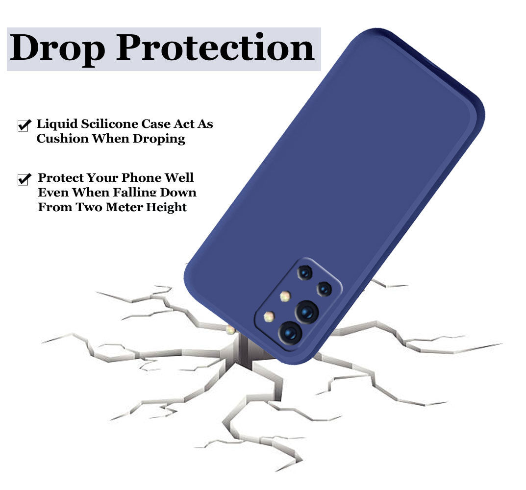 OnePlus 9R Liquid Silicone Back Cover Case With TPU & Matte Finish - Blue