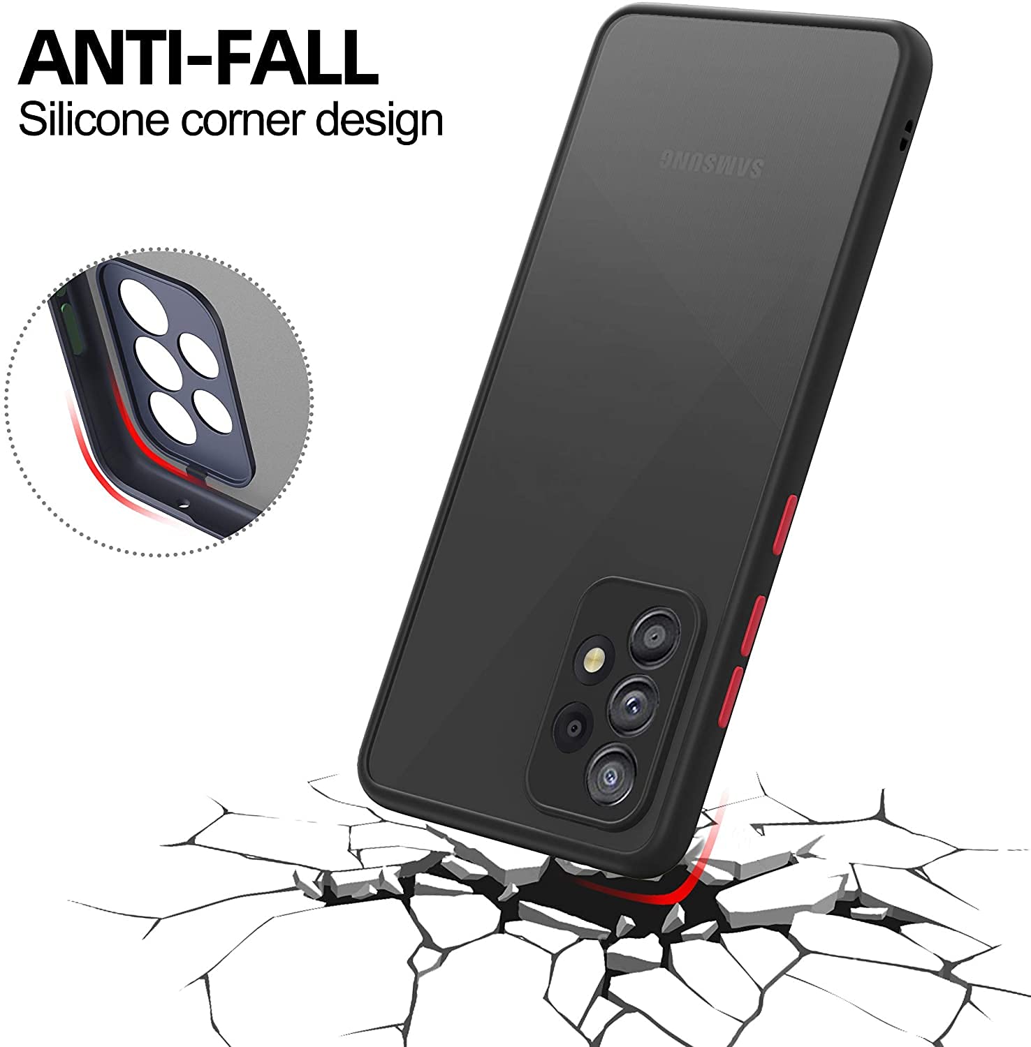 Smoke Frosted Back cover For Samsung Galaxy A72- Black