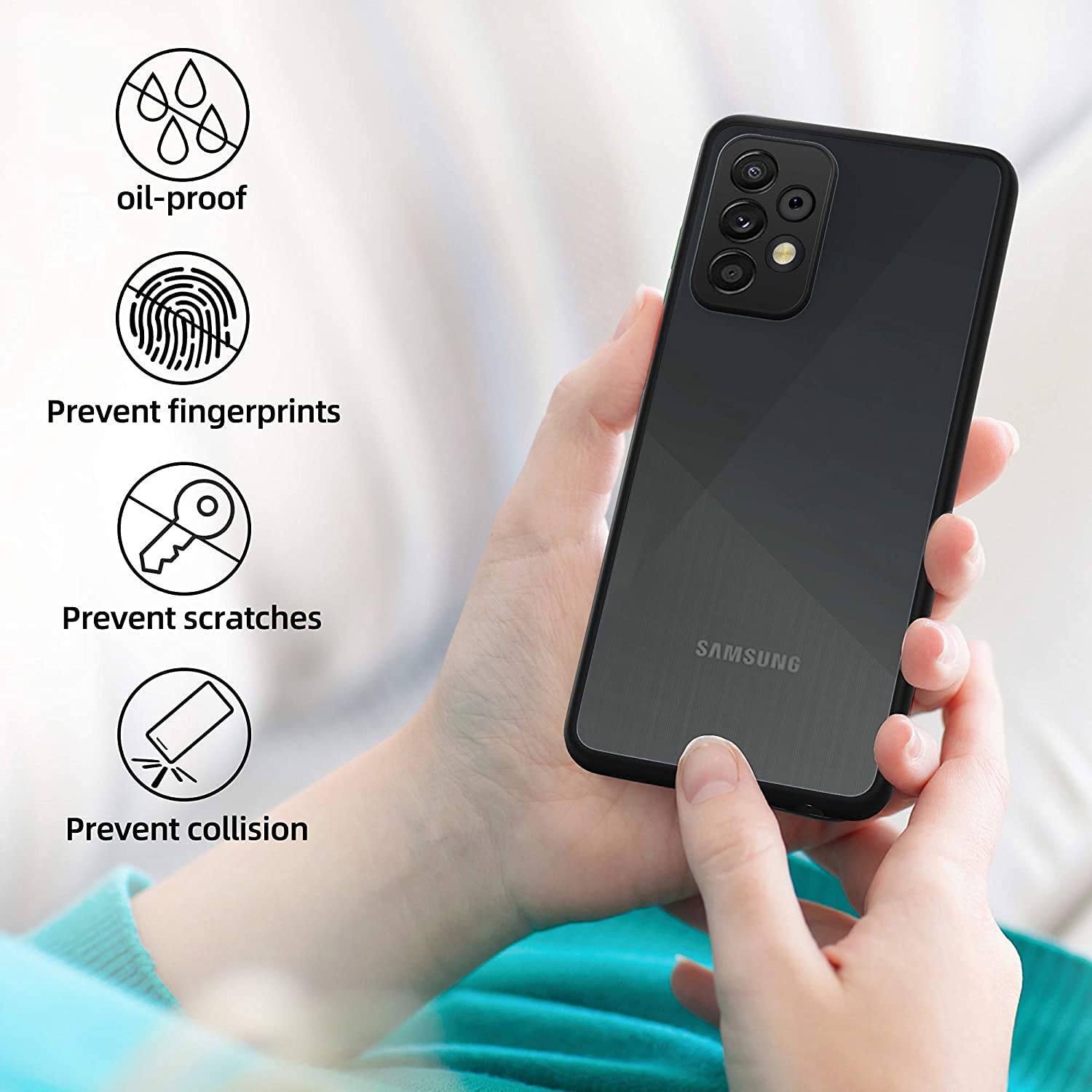 Smoke Frosted Back cover For Samsung Galaxy A72- Black
