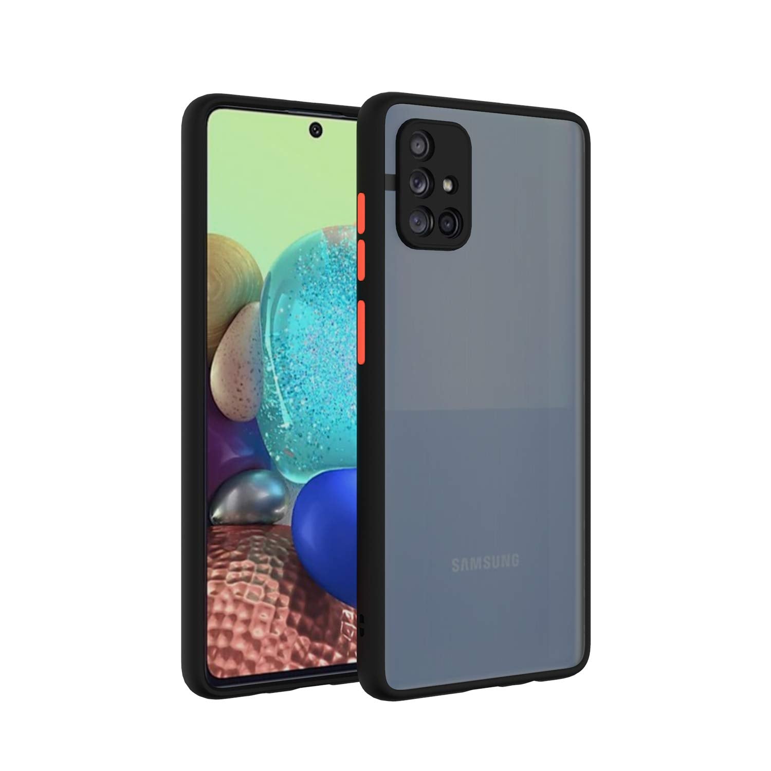 Smoke Frosted Back cover For Samsung Galaxy A72- Black