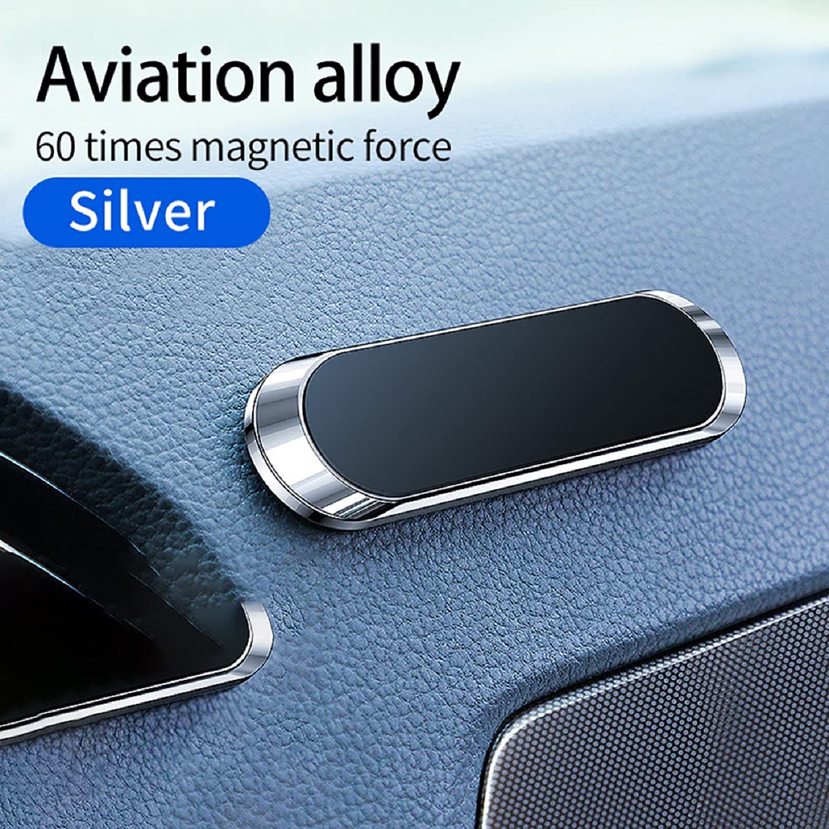 Magnetic Car-Home-Office Mobile Phone Holder (Silver)