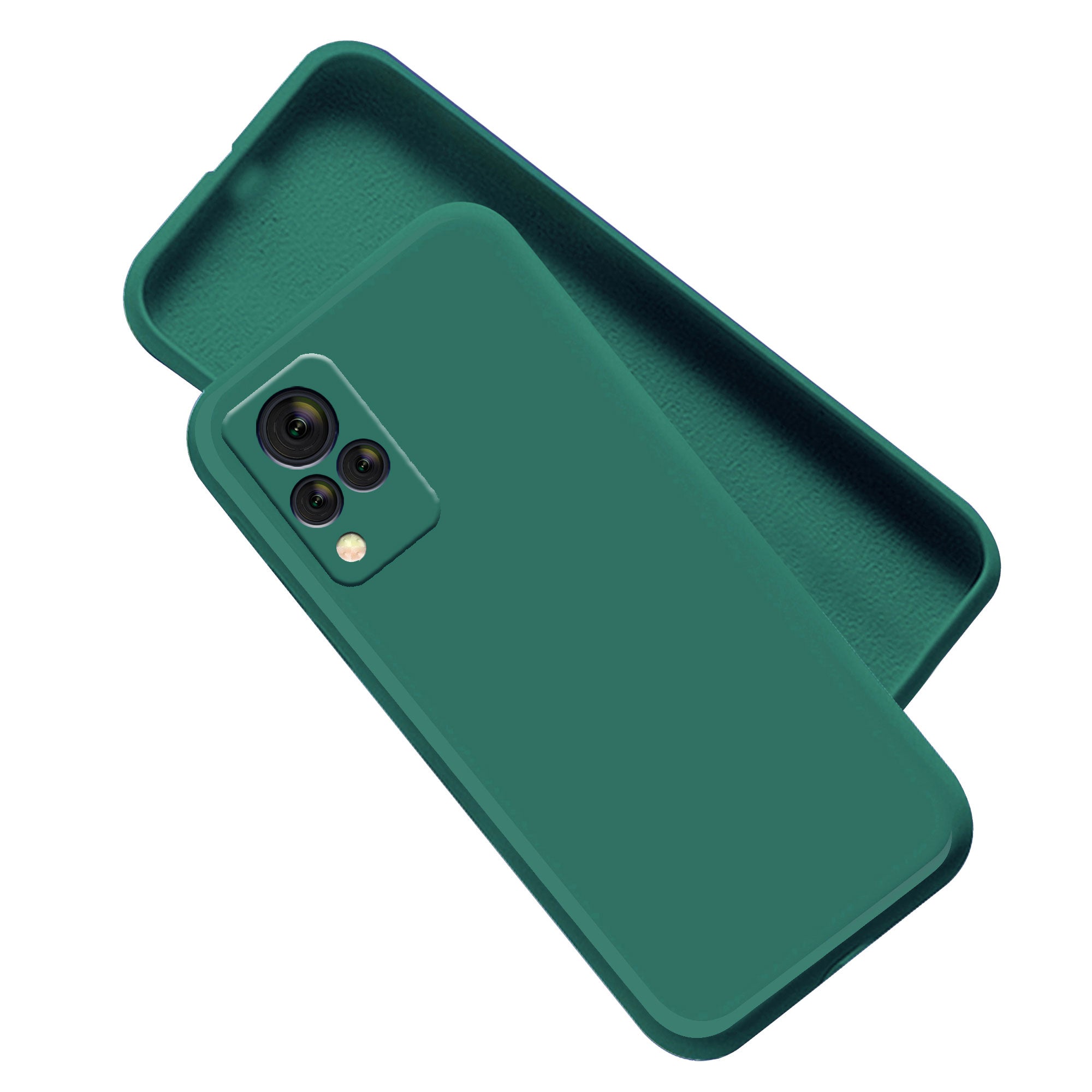 Vivo V21 Liquid Silicone Back Cover Case With TPU & Matte Finish - Dark Green